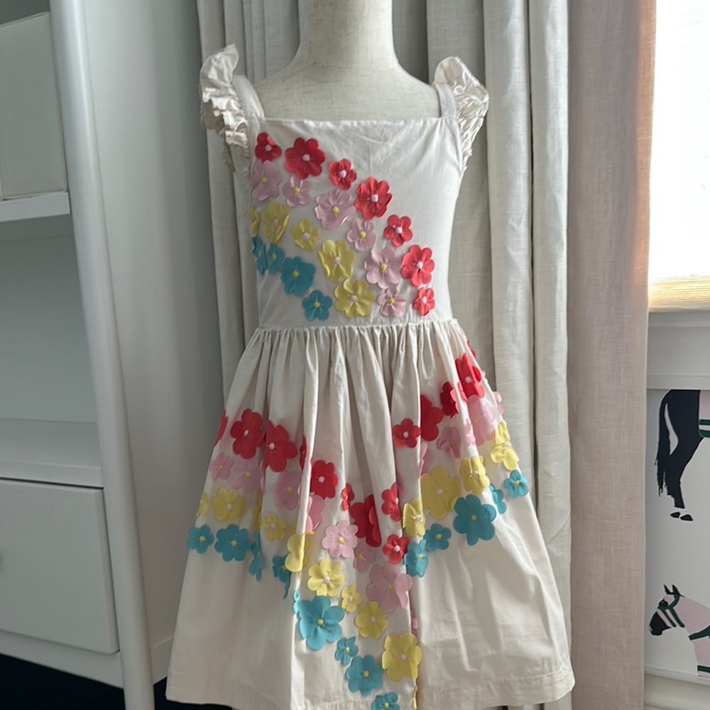 Mini Boden Floral Kids Dress with Multicolor Accents